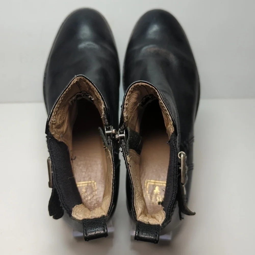 Frye Anna Gore Black Label Leather Ankle Bootie boots womans size 6.5